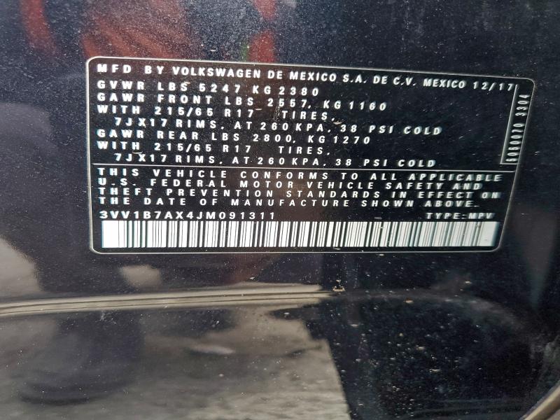 Aukcja sprzedaży 2018 Volkswagen Tiguan, vin: 3VV1B7AX4JM091311, numer aukcji: 97586305