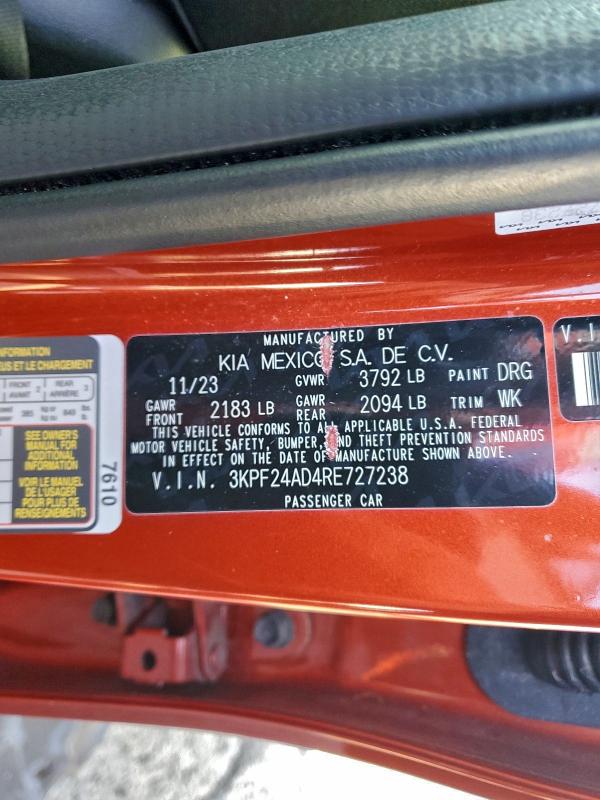 Продажа на аукционе авто 2024 Kia Forte Lx, vin: 3KPF24AD4RE727238, номер лота: 99621915