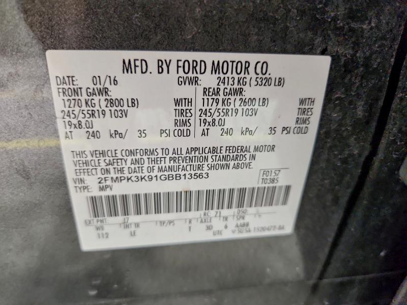Aukcja sprzedaży 2016 Ford Edge, vin: 2FMPK3K91GBB13563, numer aukcji: 97306285