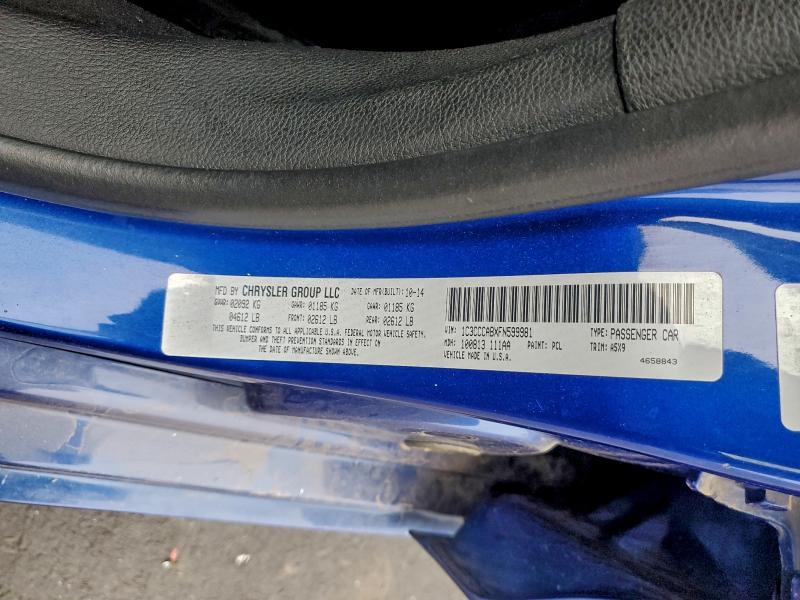 2015 Chrysler 200 Limite მანქანა იყიდება აუქციონზე, vin: 1C3CCCABXFN599981, აუქციონის ნომერი: 97849915