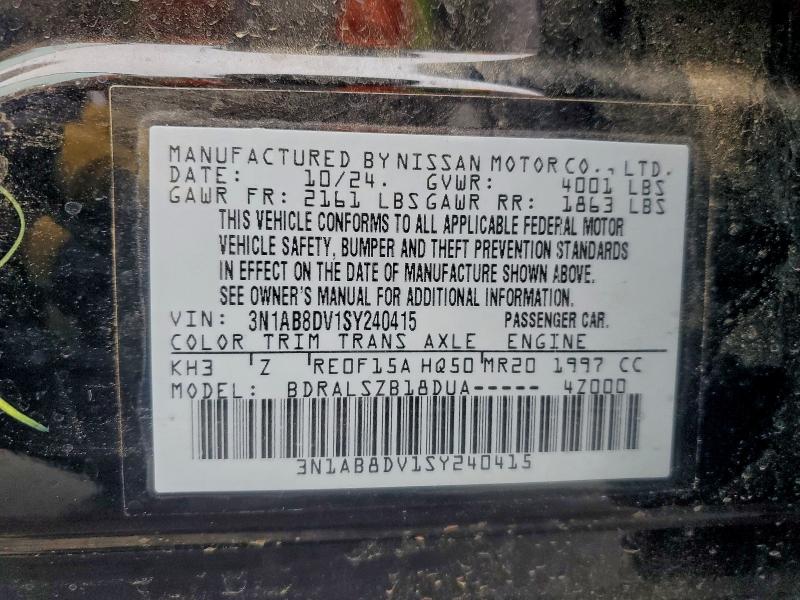 2025 Nissan Sentra მანქანა იყიდება აუქციონზე, vin: 3N1AB8DV1SY240415, აუქციონის ნომერი: 97023135