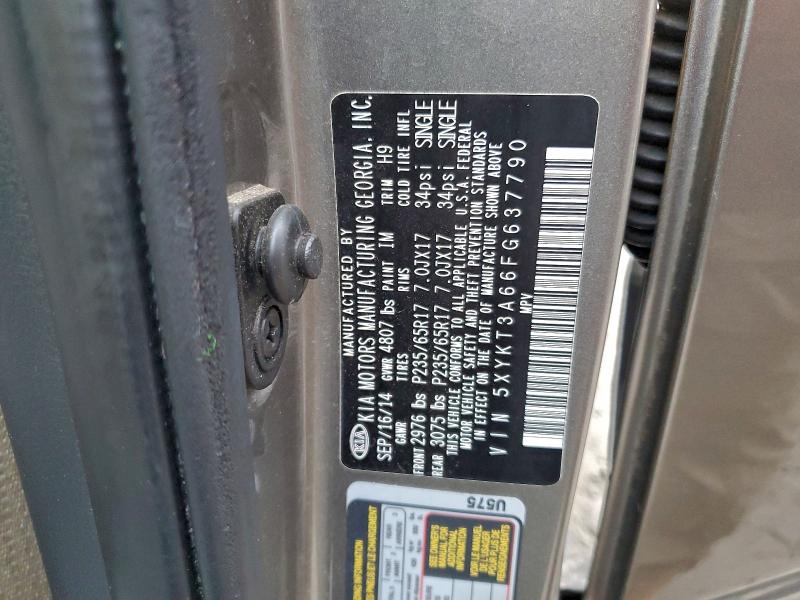 95629795 :رقم المزاد ، 5XYKT3A66FG637790 vin ، 2015 Kia Sorento مزاد بيع