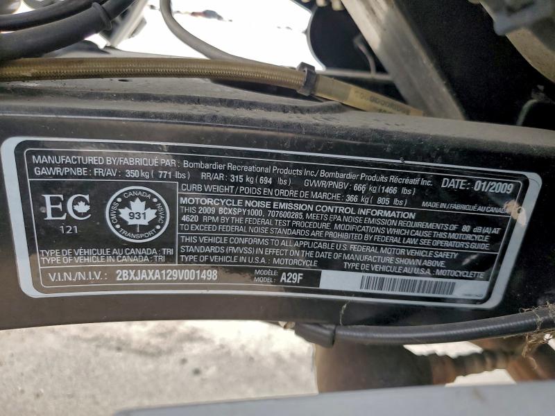 Продажа на аукционе авто 2009 Other Motorcycle Motorcycle, vin: 2BXJAXA129V001498, номер лота: 96824275