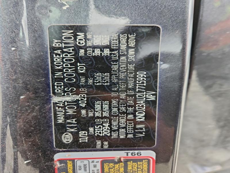 96314375 :رقم المزاد ، KNDJ23AU2L7715990 vin ، 2020 Kia Soul Lx مزاد بيع