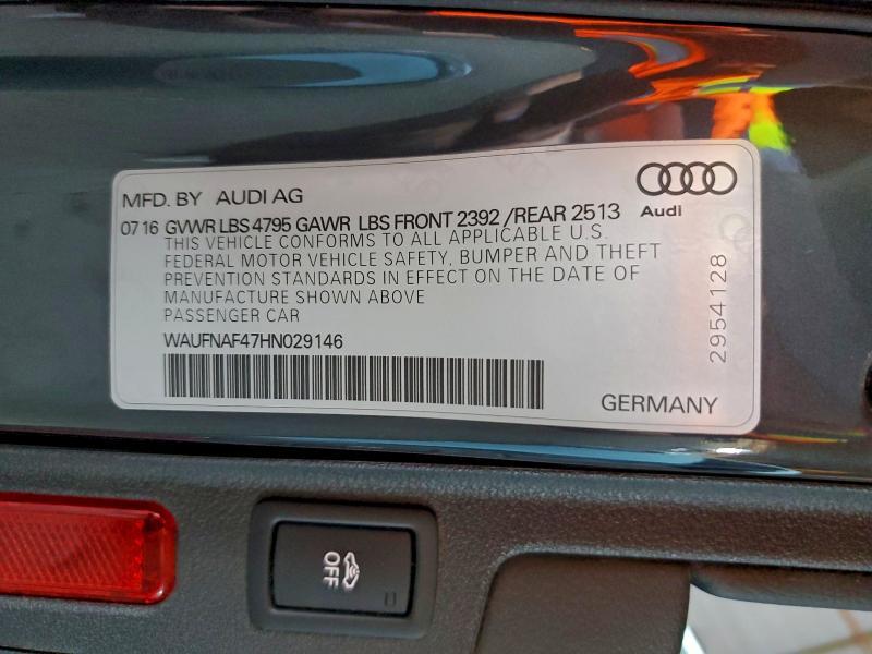 Aukcja sprzedaży 2017 Audi A4, vin: WAUFNAF47HN029146, numer aukcji: 96538035
