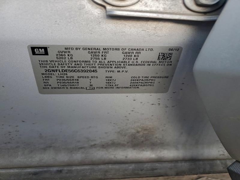Продаж на аукціоні авто 2012 Chevrolet Equinox, vin: 2GNFLDE56C6392045, номер лоту: 95731765