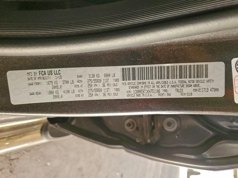 96625545 :رقم المزاد ، 1C6RREBT1KN751106 vin ، 2019 Ram 1500 مزاد بيع