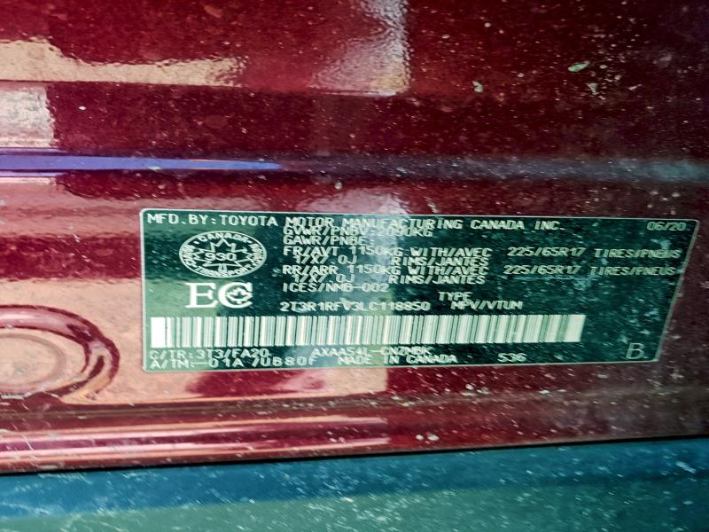 Aukcja sprzedaży 2020 Toyota Rav4, vin: 2T3R1RFV3LC118850, numer aukcji: 95647565