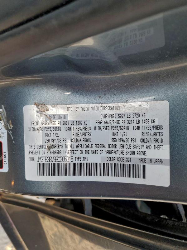 Aukcja sprzedaży 2011 Mazda Cx-9, vin: JM3TB3BV9B0305315, numer aukcji: 95841075