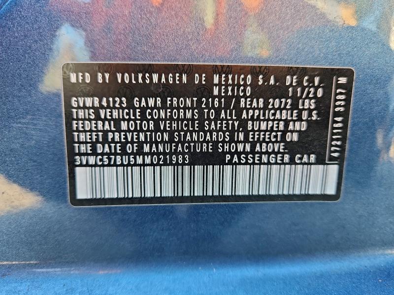 Aukcja sprzedaży 2021 Volkswagen Jetta S, vin: 3VWC57BU5MM021983, numer aukcji: 98174815