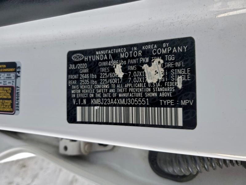 Продаж на аукціоні авто 2021 Hyundai Tucson, vin: KM8J23A4XMU305551, номер лоту: 95831735