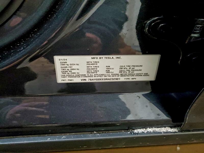 Продаж на аукціоні авто 2024 Tesla Model Y, vin: 7SAYGDEE0RA232901, номер лоту: 95759635