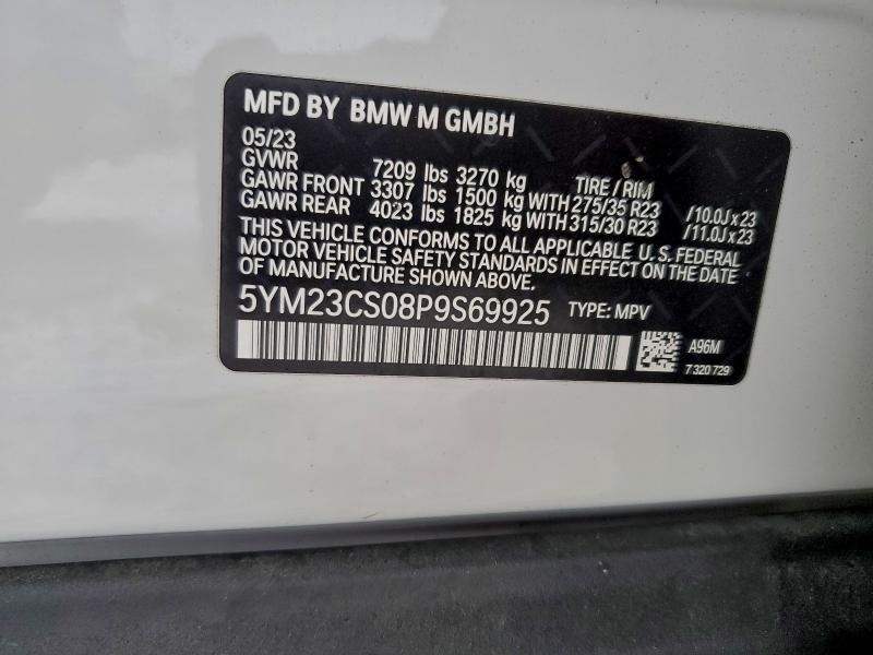 96177185 :رقم المزاد ، 5YM23CS08P9S69925 vin ، 2023 Bmw Xm مزاد بيع