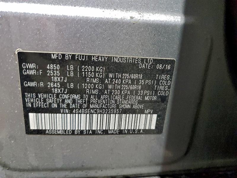 Aukcja sprzedaży 2017 Subaru Outback, vin: 4S4BSENC9H3235957, numer aukcji: 95082155