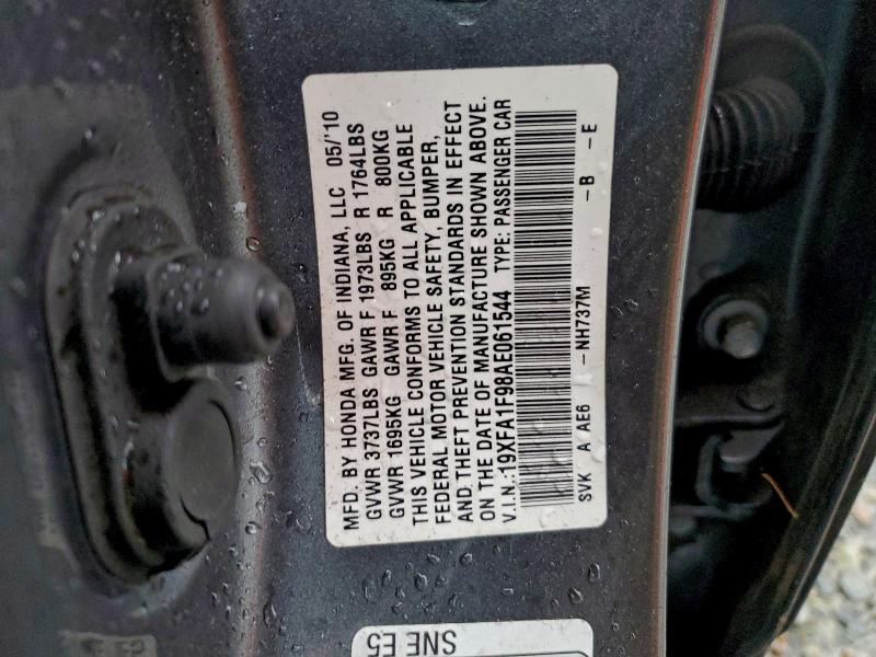 95775255 :رقم المزاد ، 19XFA1F98AE061544 vin ، 2010 Honda Civic Exl مزاد بيع