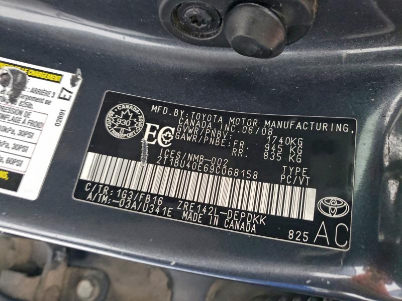 Продажа на аукционе авто 2009 Toyota Corolla, vin: 2T1BU40E69C068158, номер лота: 96105235