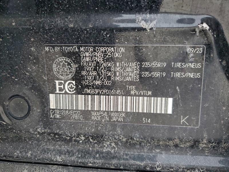 97759175 :رقم المزاد ، JTMGB3FV2PD161451 vin ، 2023 Toyota Rav4 Prime مزاد بيع