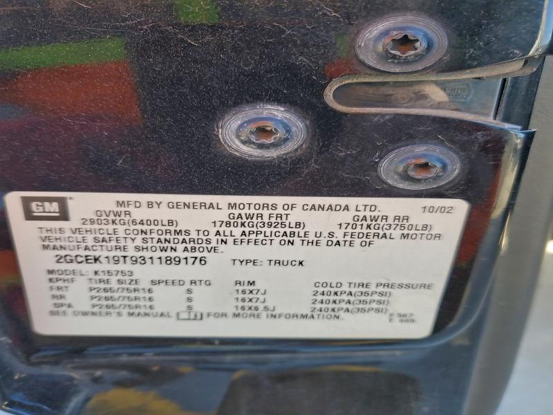 Продажа на аукционе авто 2003 Chevrolet Silverado, vin: 2GCEK19T931189176, номер лота: 94558995