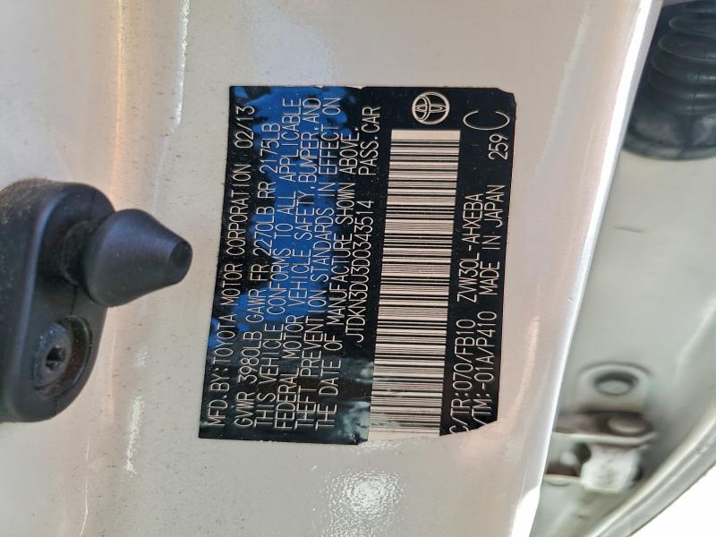 93322345 :رقم المزاد ، JTDKN3DU3D0343514 vin ، 2013 Toyota Prius مزاد بيع