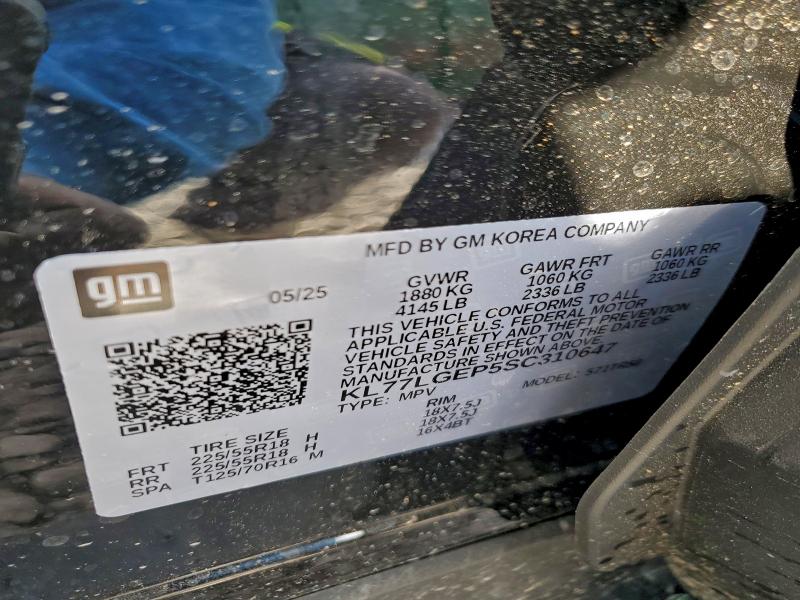 76647505 :رقم المزاد ، KL77LGEP5SC310647 vin ، 2025 Chevrolet Trax 1rs مزاد بيع