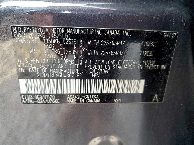 2017 Toyota Rav4 მანქანა იყიდება აუქციონზე, vin: 2T3ZFREV6HW367183, აუქციონის ნომერი: 96695355