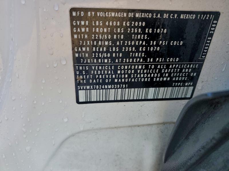 Продаж на аукціоні авто 2022 Volkswagen Taos, vin: 3VVWX7B24NM039791, номер лоту: 97098525