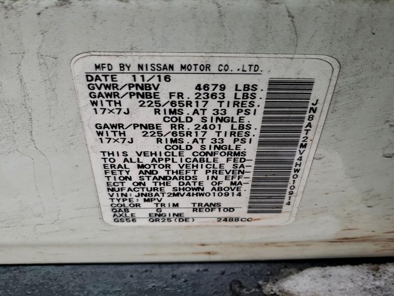 Aukcja sprzedaży 2017 Nissan Rogue S, vin: JN8AT2MV4HW010914, numer aukcji: 95727655