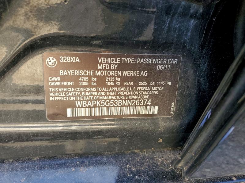 Продажа на аукционе авто 2011 Bmw 328, vin: WBAPK5G53BNN26374, номер лота: 97289765