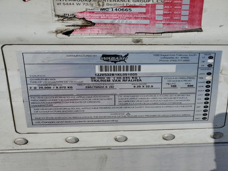 Продаж на аукціоні авто 2019 Waba Wabash Nat, vin: 1JJV532B1KL091005, номер лоту: 48942196