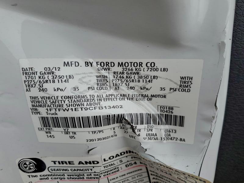Aukcja sprzedaży 2012 Ford F150, vin: 1FTFW1ET9CFB13402, numer aukcji: 98195595
