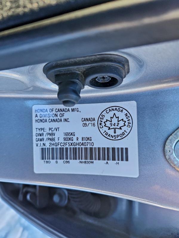 Aukcja sprzedaży 2016 Honda Civic, vin: 2HGFC2F5XGH040710, numer aukcji: 95264275