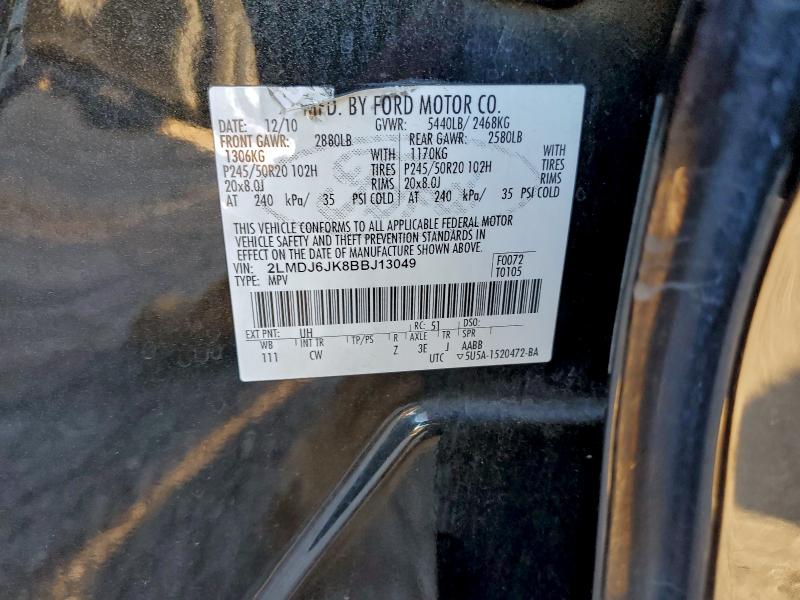 Продаж на аукціоні авто 2011 Lincoln Mkx, vin: 2LMDJ6JK8BBJ13049, номер лоту: 96821925