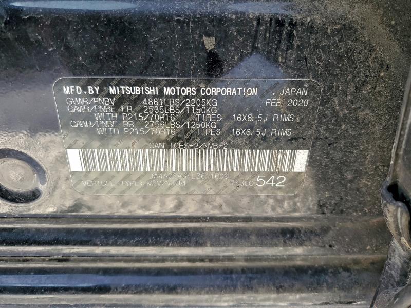 95447055 :رقم المزاد ، JA4AZ2A34LZ611609 vin ، 2020 Mitsubishi Outlander مزاد بيع