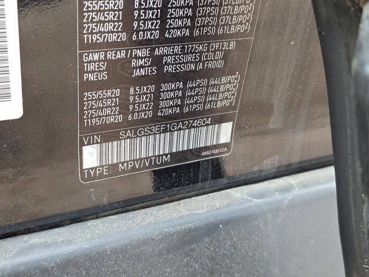 Продаж на аукціоні авто 2016 Land Rover Range Rove, vin: SALGS3EF1GA274604, номер лоту: 97350005