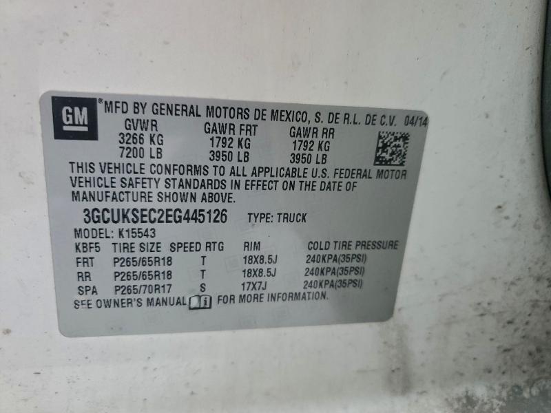 96769805 :رقم المزاد ، 3GCUKSEC2EG445126 vin ، 2014 Chevrolet Silverado مزاد بيع