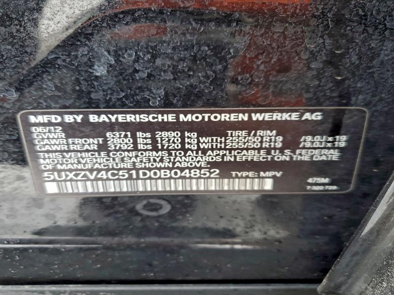 Aukcja sprzedaży 2013 Bmw X5, vin: 5UXZV4C51D0B04852, numer aukcji: 95745015