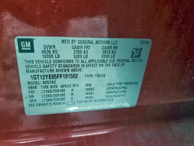 92746635 :رقم المزاد ، 1GT12YE85FF181582 vin ، 2015 Gmc Sierra مزاد بيع