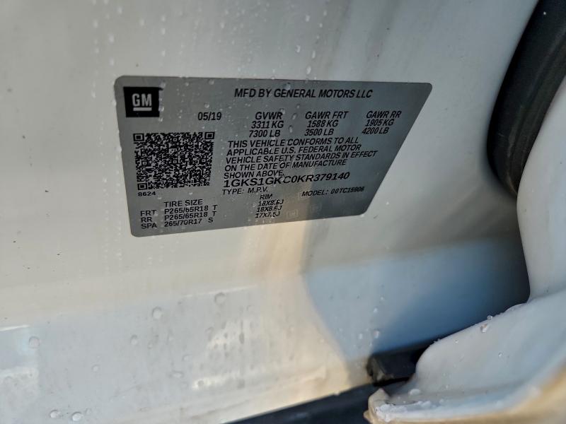 2019 Gmc Yukon Xl მანქანა იყიდება აუქციონზე, vin: 1GKS1GKC0KR379140, აუქციონის ნომერი: 96056485