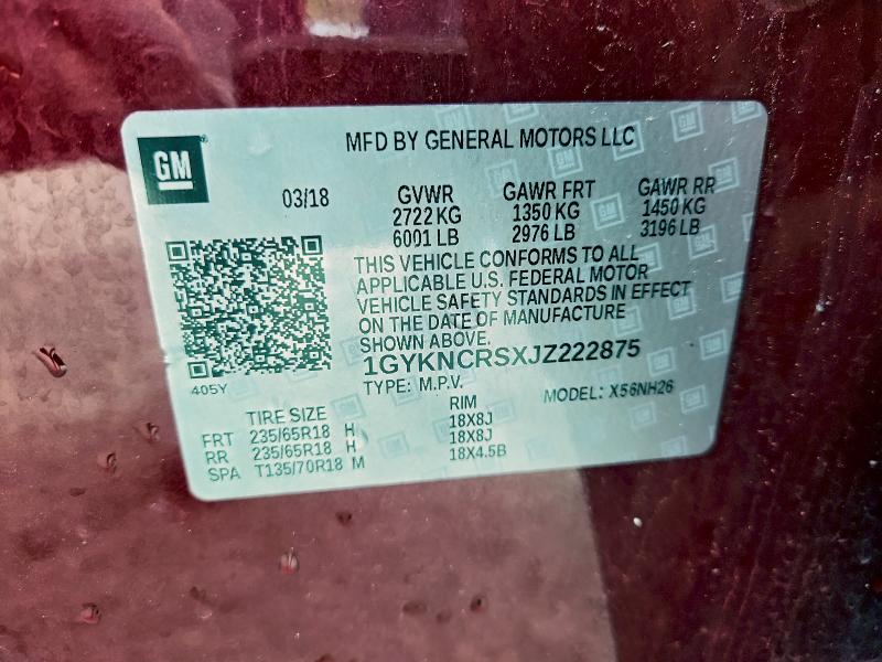 Aukcja sprzedaży 2018 Cadillac Xt5, vin: 1GYKNCRSXJZ222875, numer aukcji: 94478345