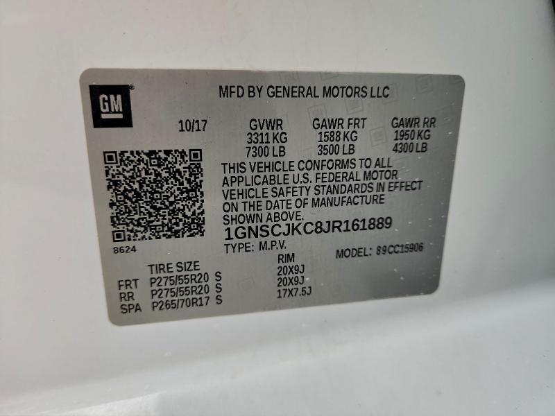 93315545 :رقم المزاد ، 1GNSCJKC8JR161889 vin ، 2018 Chevrolet Suburban مزاد بيع