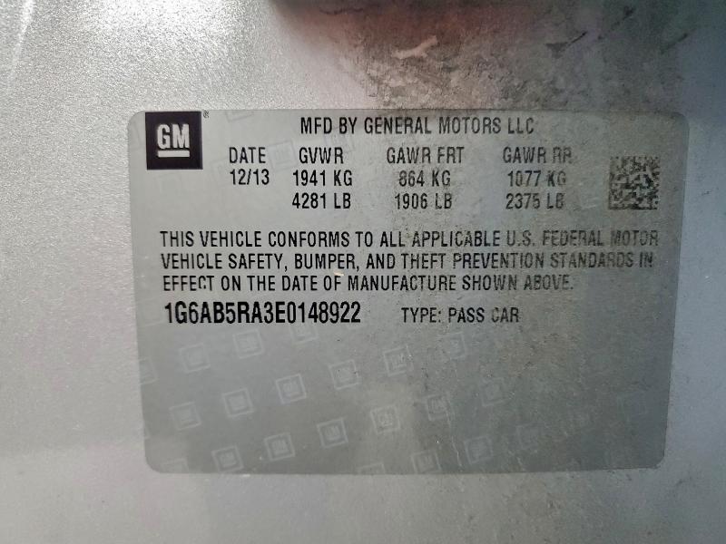 Aukcja sprzedaży 2014 Cadillac Ats, vin: 1G6AB5RA3E0148922, numer aukcji: 94547365