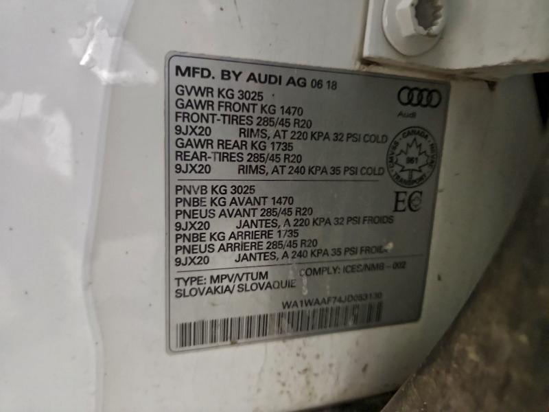 Продажа на аукционе авто 2018 Audi Q7 Technik, vin: WA1WAAF74JD053130, номер лота: 96793855
