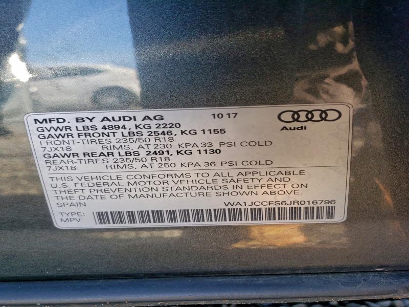 Aukcja sprzedaży 2018 Audi Q3, vin: WA1JCCFS6JR016796, numer aukcji: 93304255