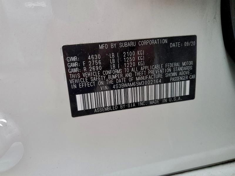 Продажа на аукционе авто 2021 Subaru Legacy, vin: 4S3BWAM65M3002164, номер лота: 94783545