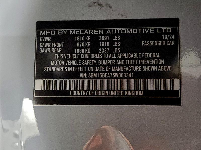 Продажа на аукционе авто 2025 Mclaren Automotive Artura, vin: SBM16BEA7SW003341, номер лота: 95918295