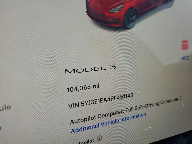Aukcja sprzedaży 2023 Tesla Model 3, vin: 5YJ3E1EA4PF451143, numer aukcji: 97158565
