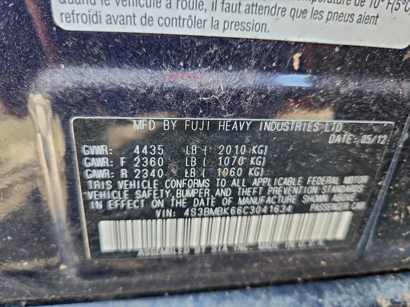 95670925 :رقم المزاد ، 4S3BMBK66C3041634 vin ، 2012 Subaru Legacy مزاد بيع