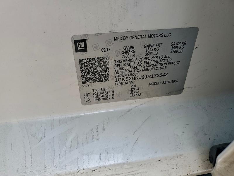 95323735 :رقم المزاد ، 1GKS2HKJ2JR132542 vin ، 2018 Gmc Yukon Xl D مزاد بيع