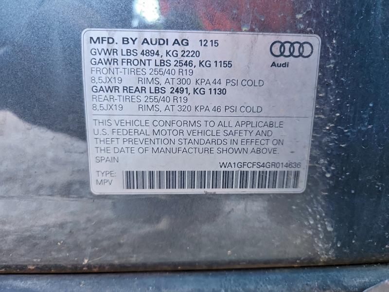 96611335 :رقم المزاد ، WA1GFCFS4GR014636 vin ، 2016 Audi Q3 مزاد بيع
