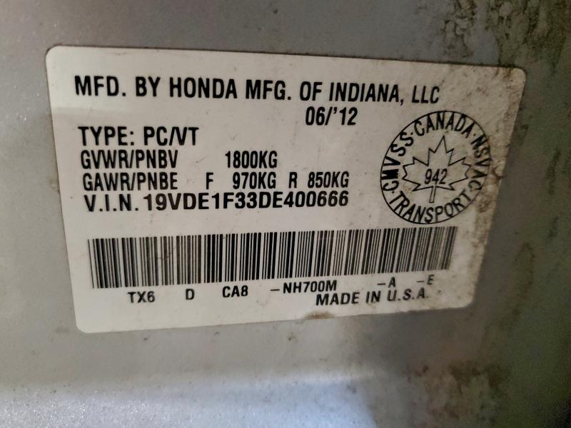 Auction sale of the 2013 Acura Ilx, vin: 19VDE1F33DE400666, lot number: 95019365